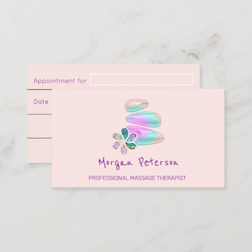 Massage Spa Wellness Beauty Stones Custom Logo Appointment Card