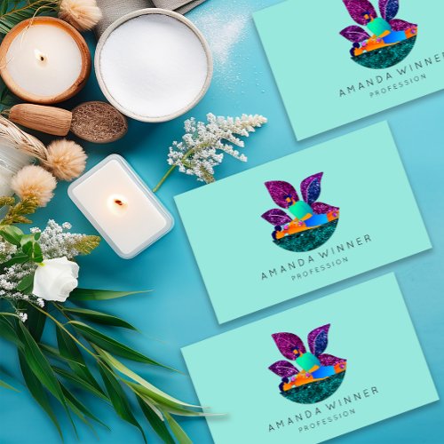 Massage Spa Wellness Custom Logo Lotus Mint Appointment Card
