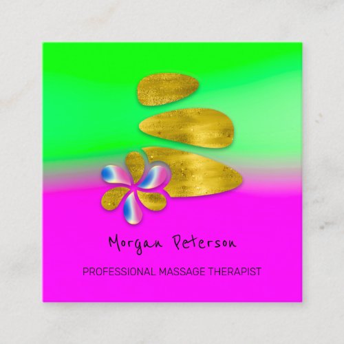 Massage Spa Wellness Flower Pink Gold Logo Appointment Card