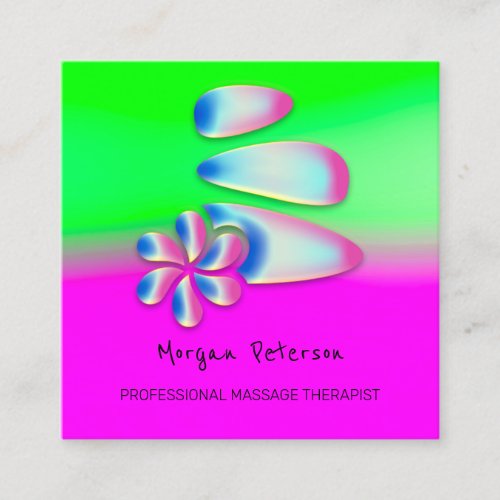 Massage Spa Wellness Flower Pink Holograph Appointment Card