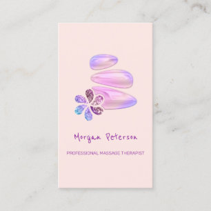 Massage Spa Wellness Holograph Stone Logo Vertical Appointment Card