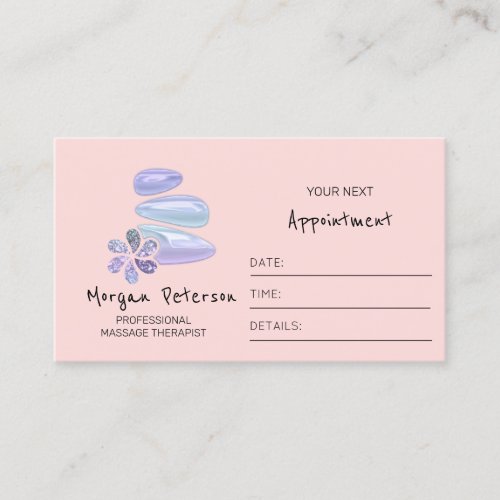 Massage Spa Wellness Logo Flower Blue Rose Appointment Card