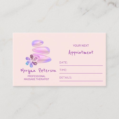 Massage Spa Wellness Logo Flower Pink Rose Appointment Card