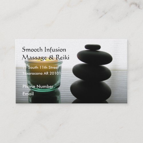 Massage stones and candle appointment card