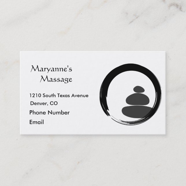 Massage Stones and Enso Circle Appointment Card (Front)