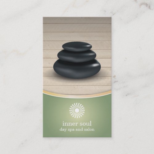 Massage Stones on Wood Spa Sage Business Card