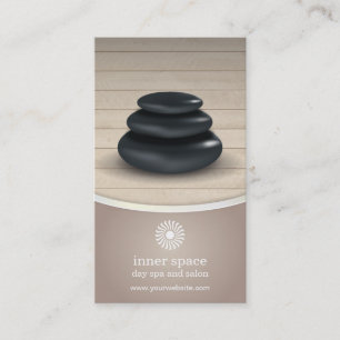 Massage Stones on Wood Spa Taupe Appointment Card