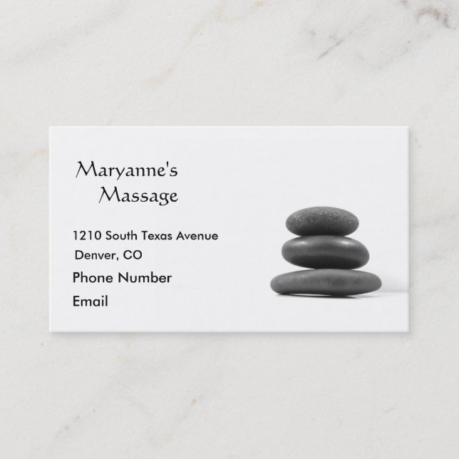 Massage Stones Photo Appointment Card (Front)