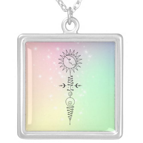  Massage Sun Woman _ Moon Nirvana Yoga Reiki Silver Plated Necklace