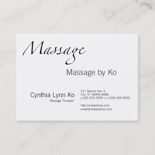 Customizable Massage Text Business Card Template