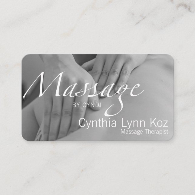 Massage Text Hands  Photo Background Business Card (Front)