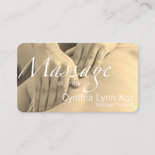 Massage Text Hands Sepia Photo Background Business Card