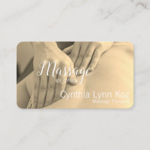 Massage Text Hands Sepia Photo Background Business Card