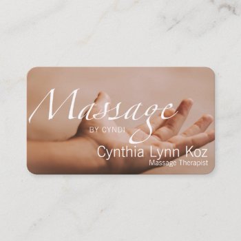 Massage Text One Hand Photo Background Business Card by TerryBain at Zazzle