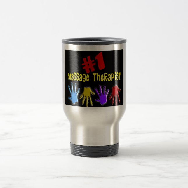 Massage Therapist "#1" Gifts Travel Mug (Center)