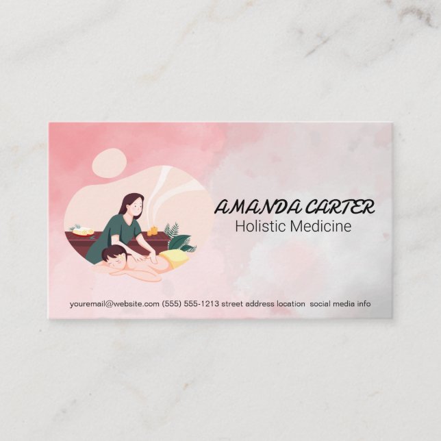 Massage Therapist | Acupuncture Holistic Medicine Business Card (Front)