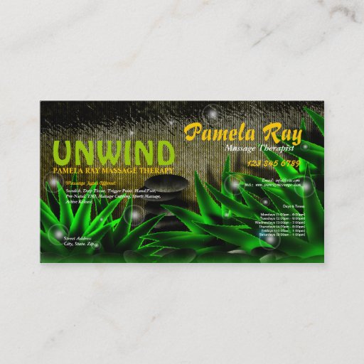 Customizable Massage Therapist Aloe Hot Stone Business Card