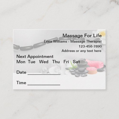 Massage Therapist Appointment Business Cards
