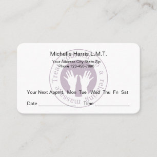 Massage Therapist Appointment Reminder Cards