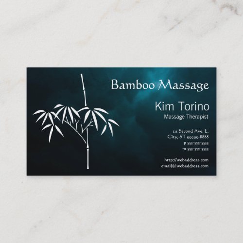 Massage Therapist Bamboo Dark Clouds Appointment Business Card