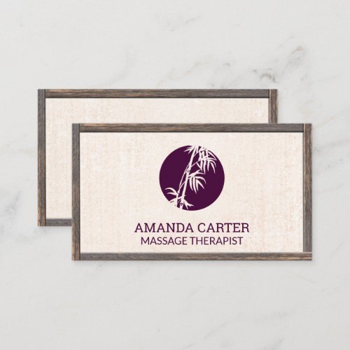 Massage Therapist  Bamboo Icon Wood Frame Business Card