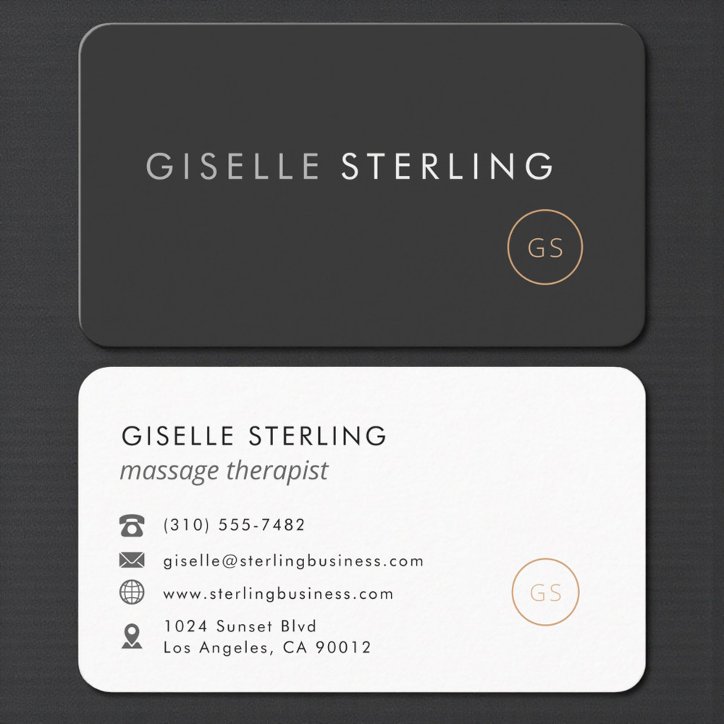 Massage Therapist Black Professional Business Card