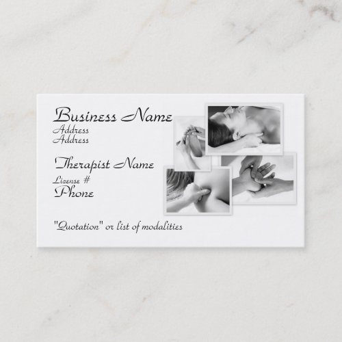 Massage Therapist black  white on white Business Card