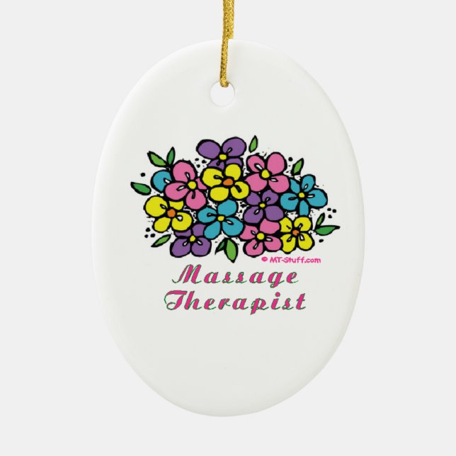Massage Therapist Blooms Ceramic Ornament (Front)