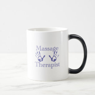 Massage Therapist: Blue Hand Prints Color Morph Mug