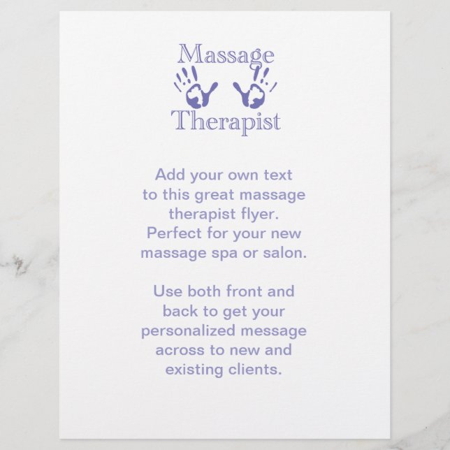 Massage Therapist: Blue Hand Prints Flyer (Front)