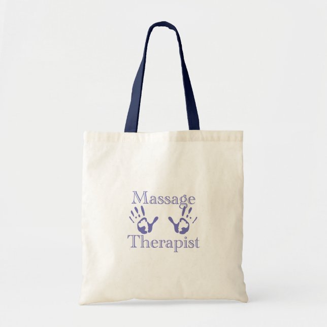 Massage Therapist: Blue Hand Prints Tote Bag (Front)