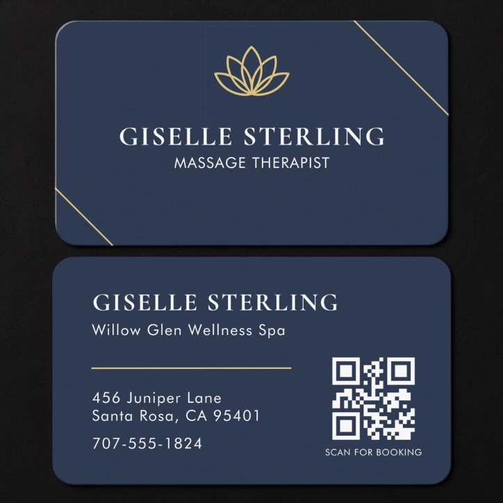 Massage Therapist Blue QR Code Business Card