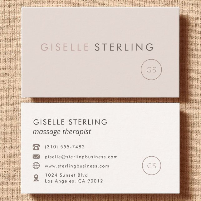 Massage Therapist Blush Pink Minimalist Luxury  Business Card (Creator Uploaded)