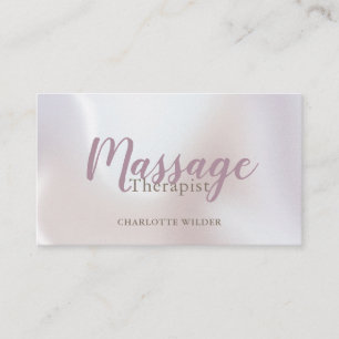 Massage Therapist Blush Pink Script Iridescent Business Card