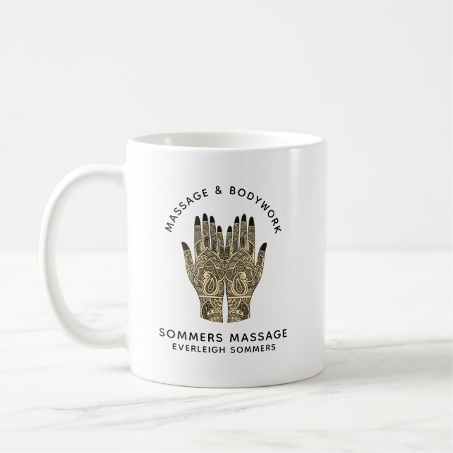 Massage Therapist Body Work Mehndi Henna Hands Coffee Mug (Left)
