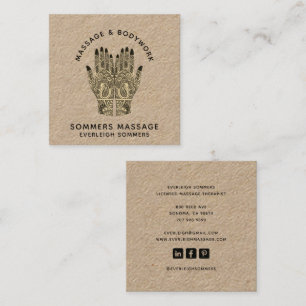 Massage Therapist Body Work Mehndi Henna Kraft Squ Square Business Card