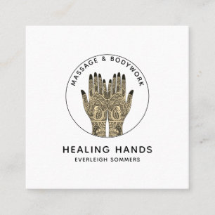 Massage Therapist Body Work Mehndi Henna Square Business Card