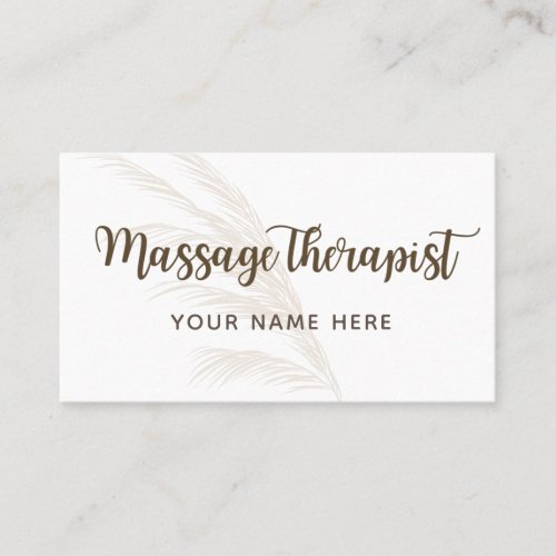 Massage Therapist Boho Calligraphy Simple Minimal Business Card