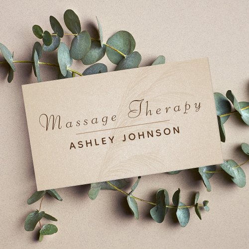 Massage Therapist Boho Minimalist Script Paper Business Card