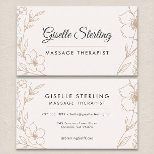 Massage Therapist Botanical Blush and Black  Business Card