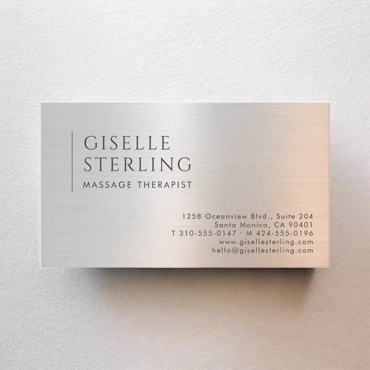 Massage Therapist Brushed Metal Business Card