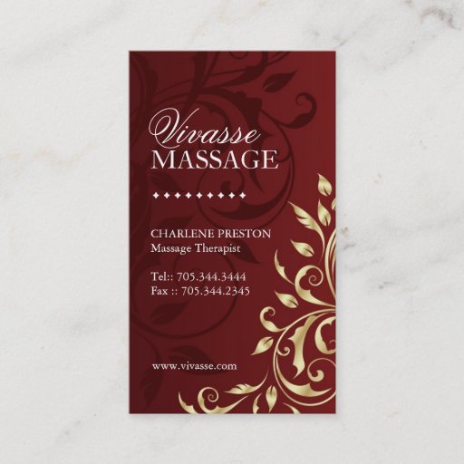 Customizable Massage Therapist Business Card