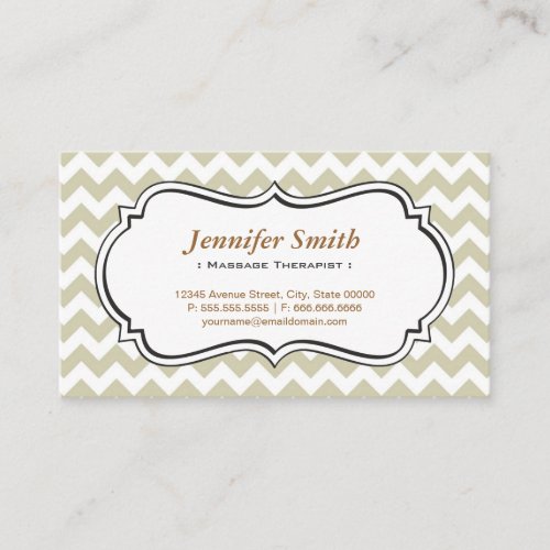 Massage Therapist - Chevron Simple Jasmine Business Cards