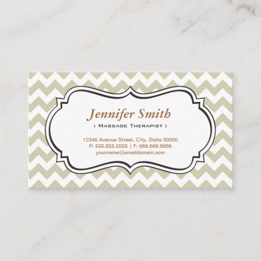 Customizable Massage Therapist - Chevron Simple Jasmine Business Cards