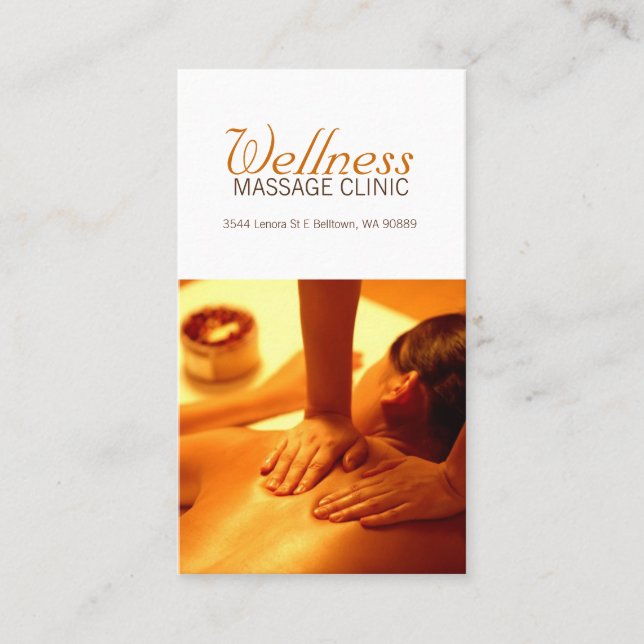 Massage Therapist, Clinic, Wellness Business Card (Front)