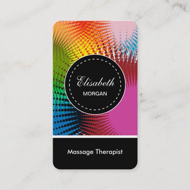 Massage Therapist- Colorful Abstract Pattern Business Card (Front)