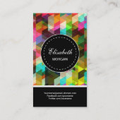 Massage Therapist- Colorful Mosaic Pattern Business Card (Back)
