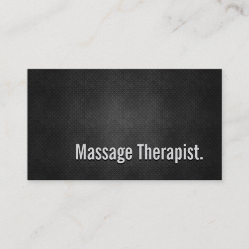 Massage Therapist Cool Black Metal Simplicity Business Card