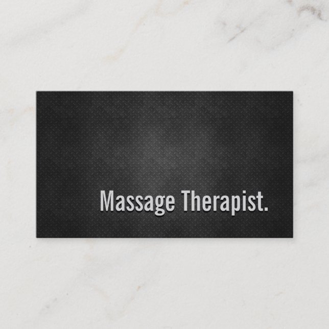 Massage Therapist Cool Black Metal Simplicity Business Card (Front)