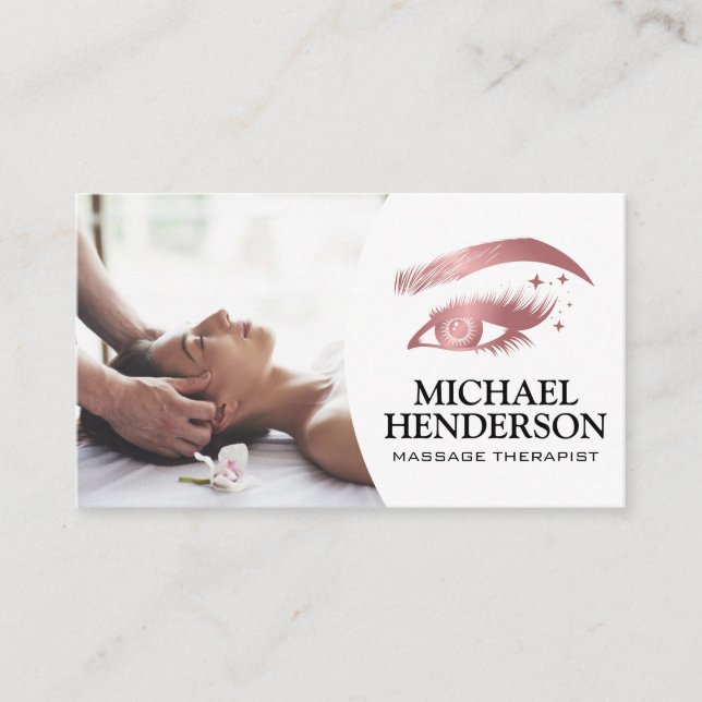 Massage Therapist | Cosmetics Eye Lashes Logo Business Card (Front)